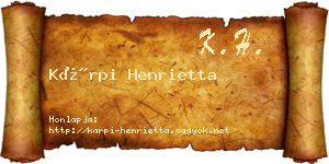 Kárpi Henrietta névjegykártya